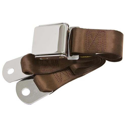 Universal Seat Belt with Chrome Aviation Style Buckle 60" Black