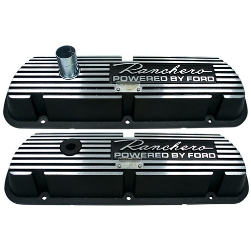 Finned Aluminium Valve Covers Ranchero Powered By Ford Black Wrinkle